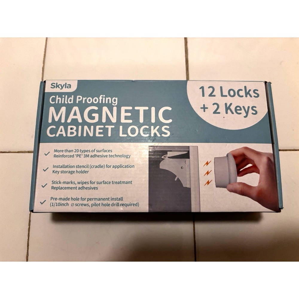 Skyla Magnetic Child Proofing Cabinet Locks Set, 12 Locks + 2 Keys, D521[B]